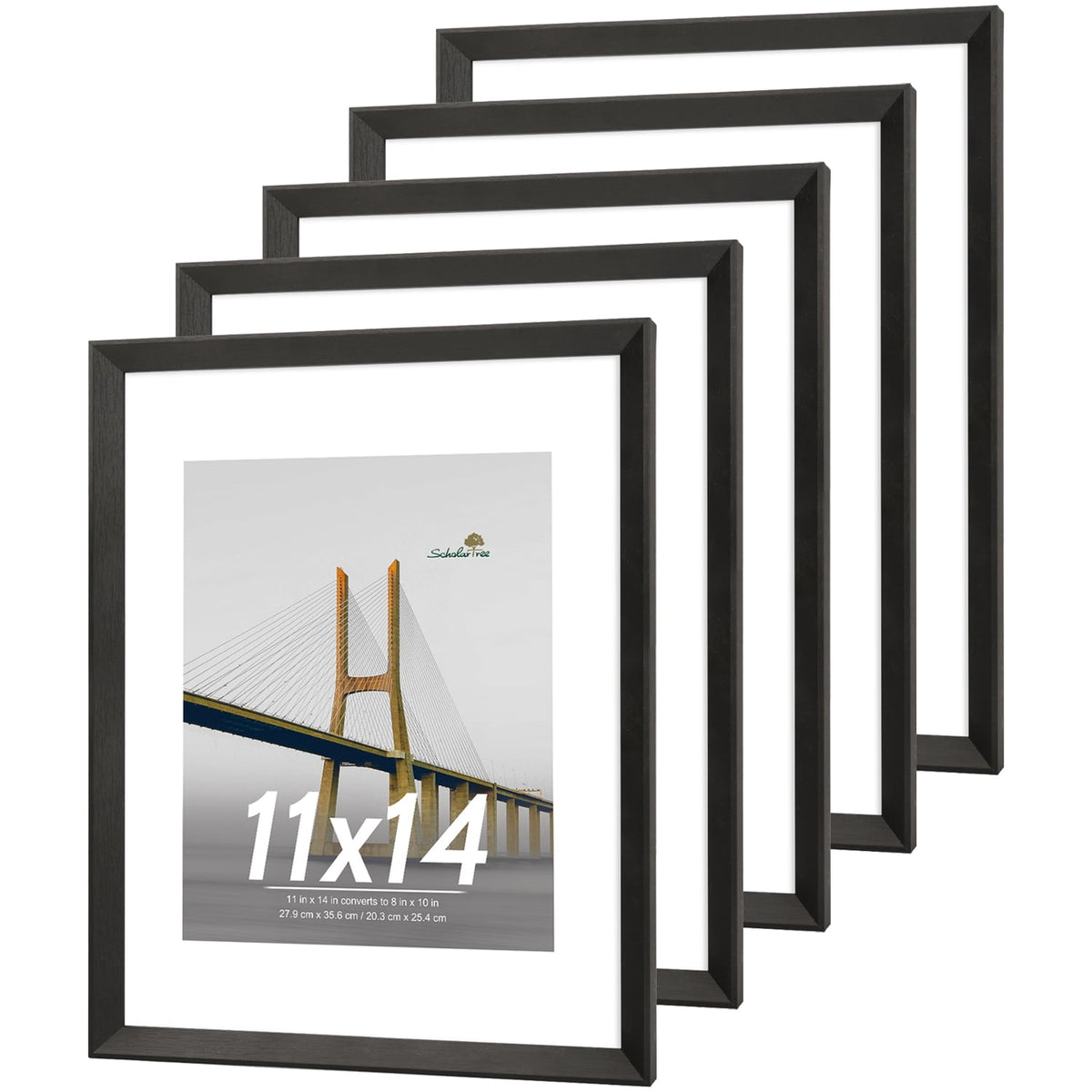 Scholartree 5 PACK Wooden Picture Frames Set, Wall Frames
