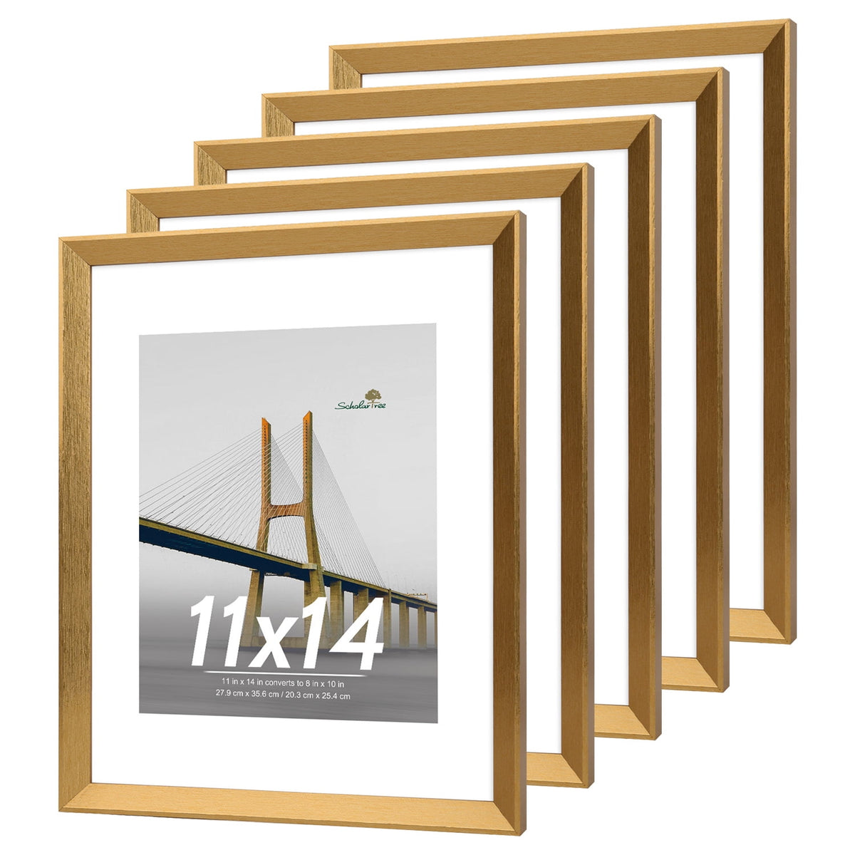 Scholartree 5 PACK Wooden Picture Frames Set, Wall Frames