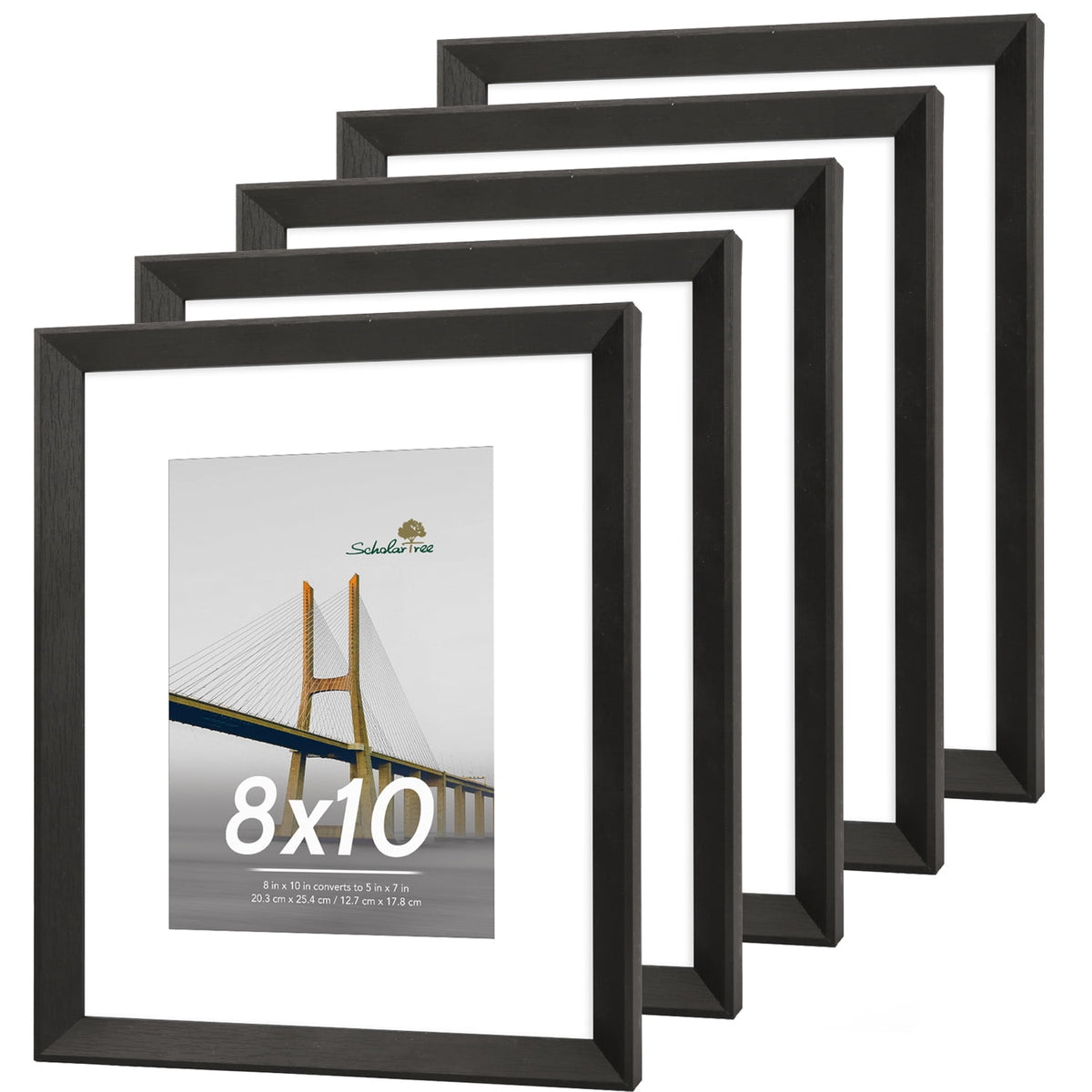 Scholartree 5 PACK Wooden Picture Frames Set, Wall Frames