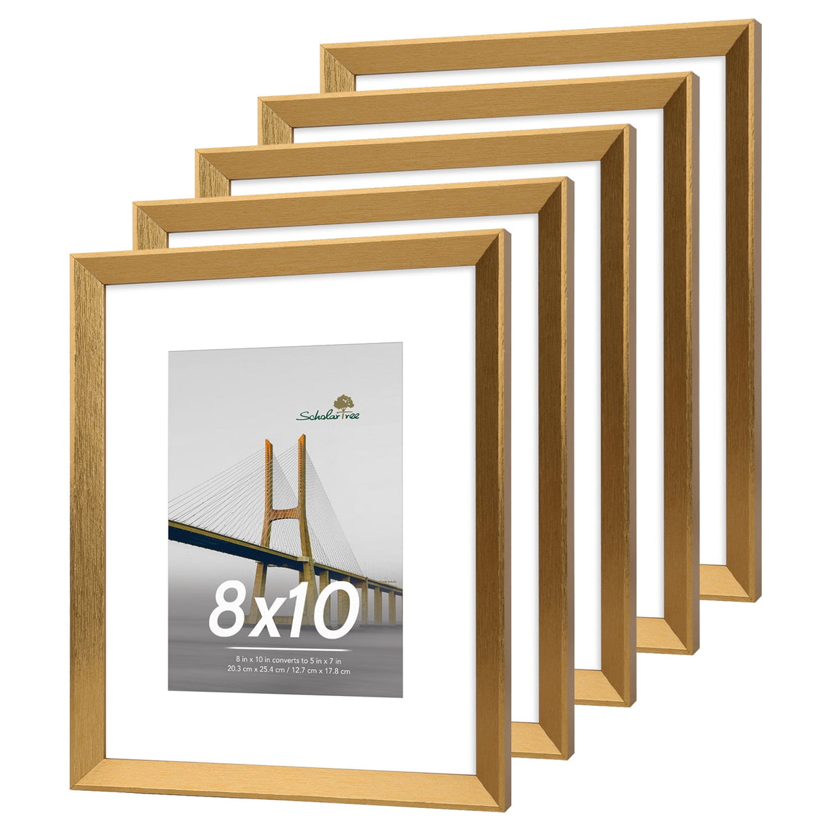Scholartree 5 PACK Wooden Picture Frames Set, Wall Frames