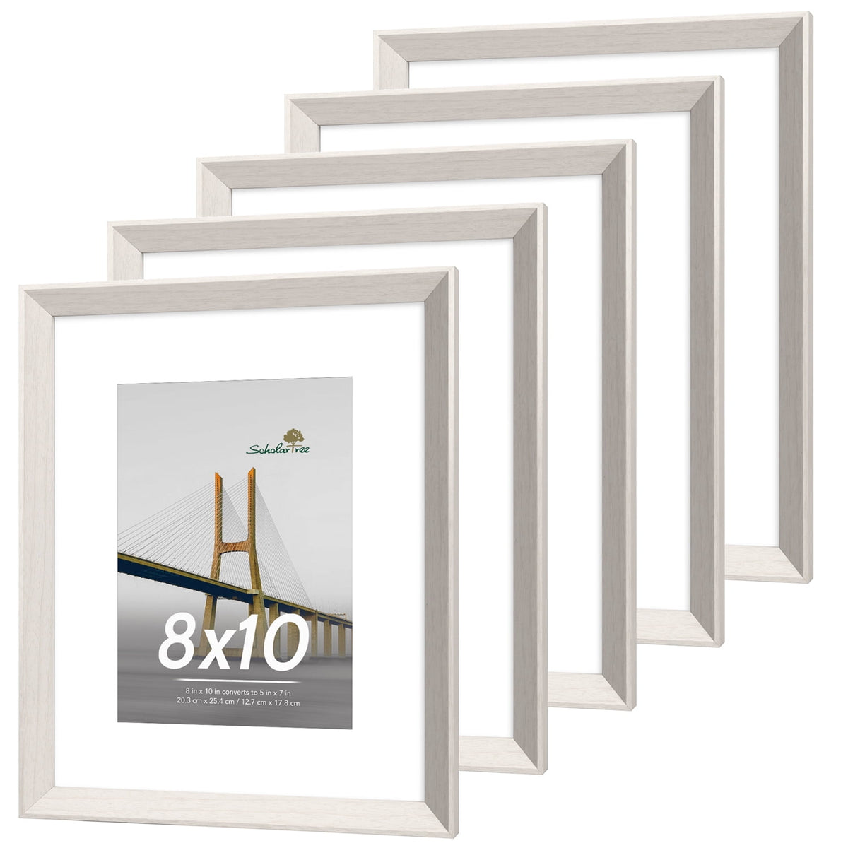 Scholartree 5 PACK Wooden Picture Frames Set, Wall Frames