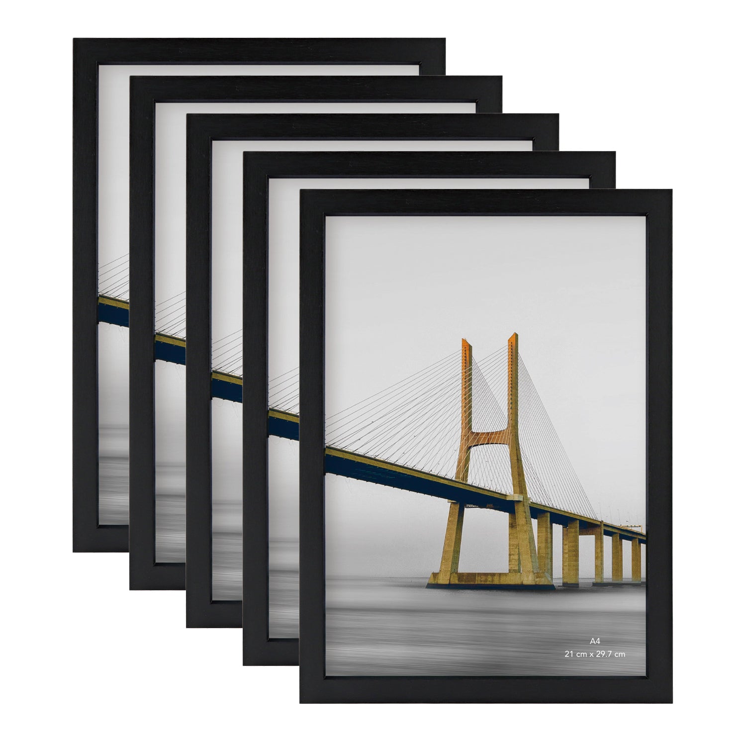 Scholartree 5 Pack Wood Picture Frames Front Loading Basic Tabletop Picture Frame, Wall Picture Frame