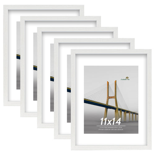 Scholartree 5 Pack Wood Picture Frames Front Loading Basic Tabletop Picture Frame, Wall Picture Frame