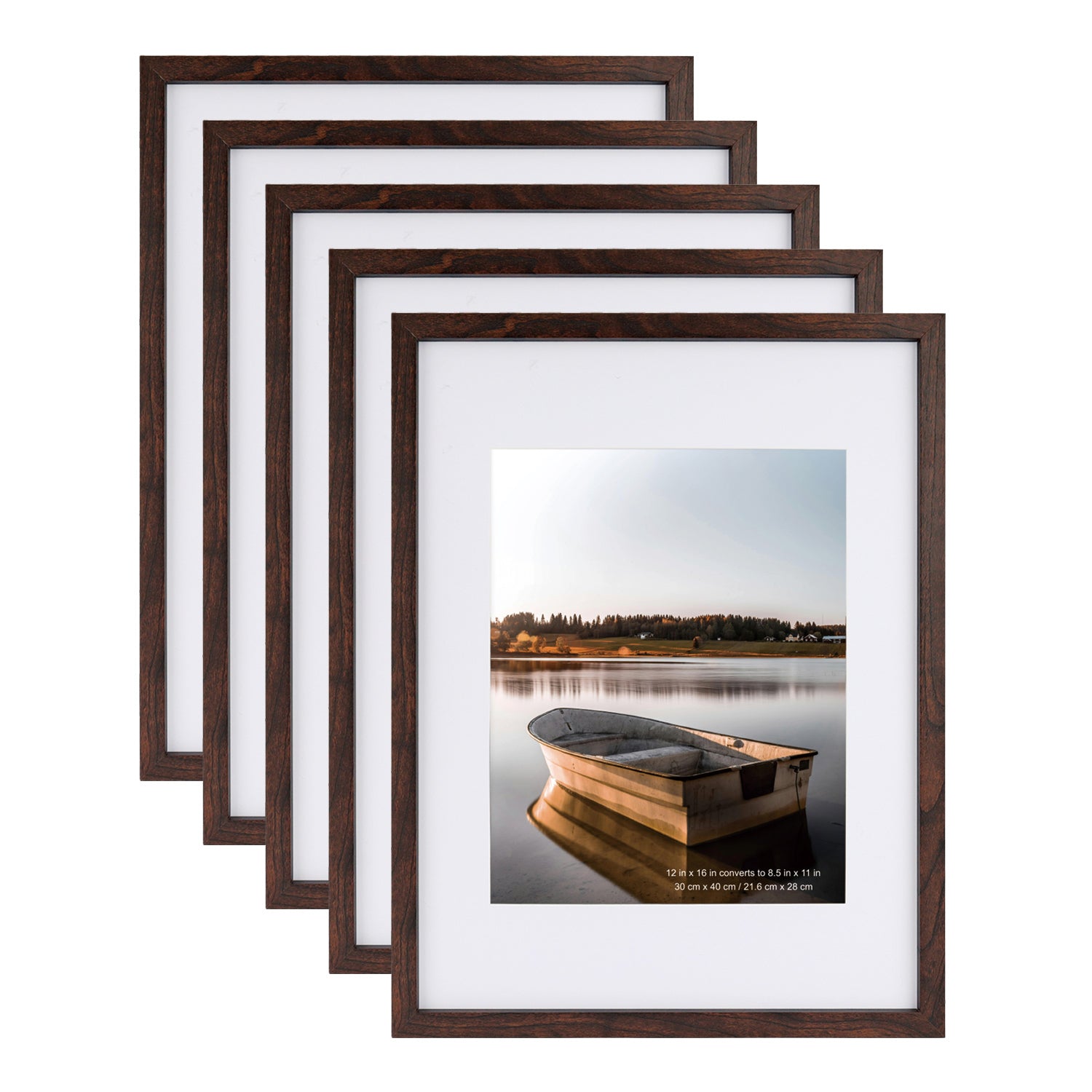 Scholartree 5 Pack Wood Picture Frames Front Loading Basic Tabletop Picture Frame, Wall Picture Frame