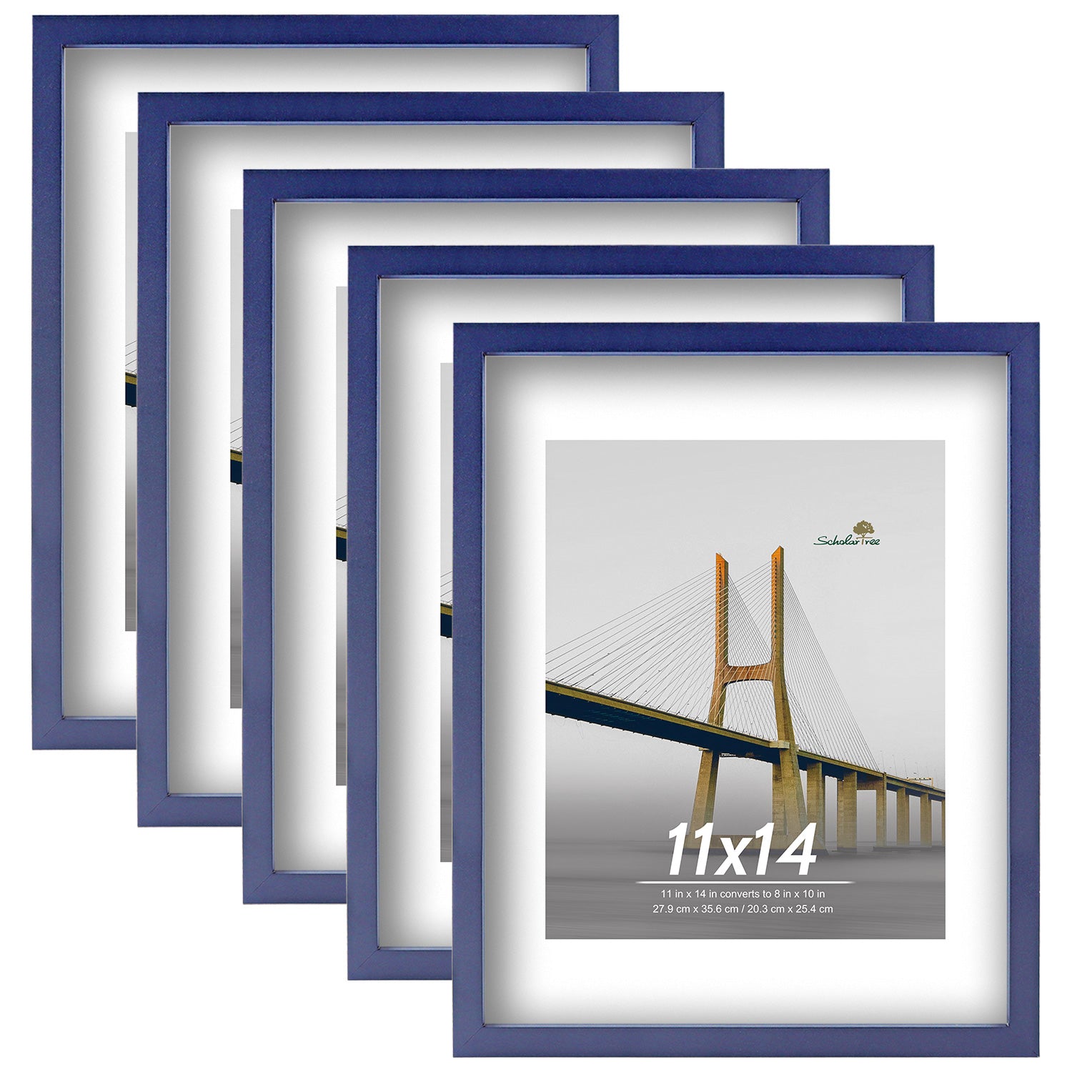 Scholartree 5 Pack Wood Picture Frames Front Loading Basic Tabletop Picture Frame, Wall Picture Frame
