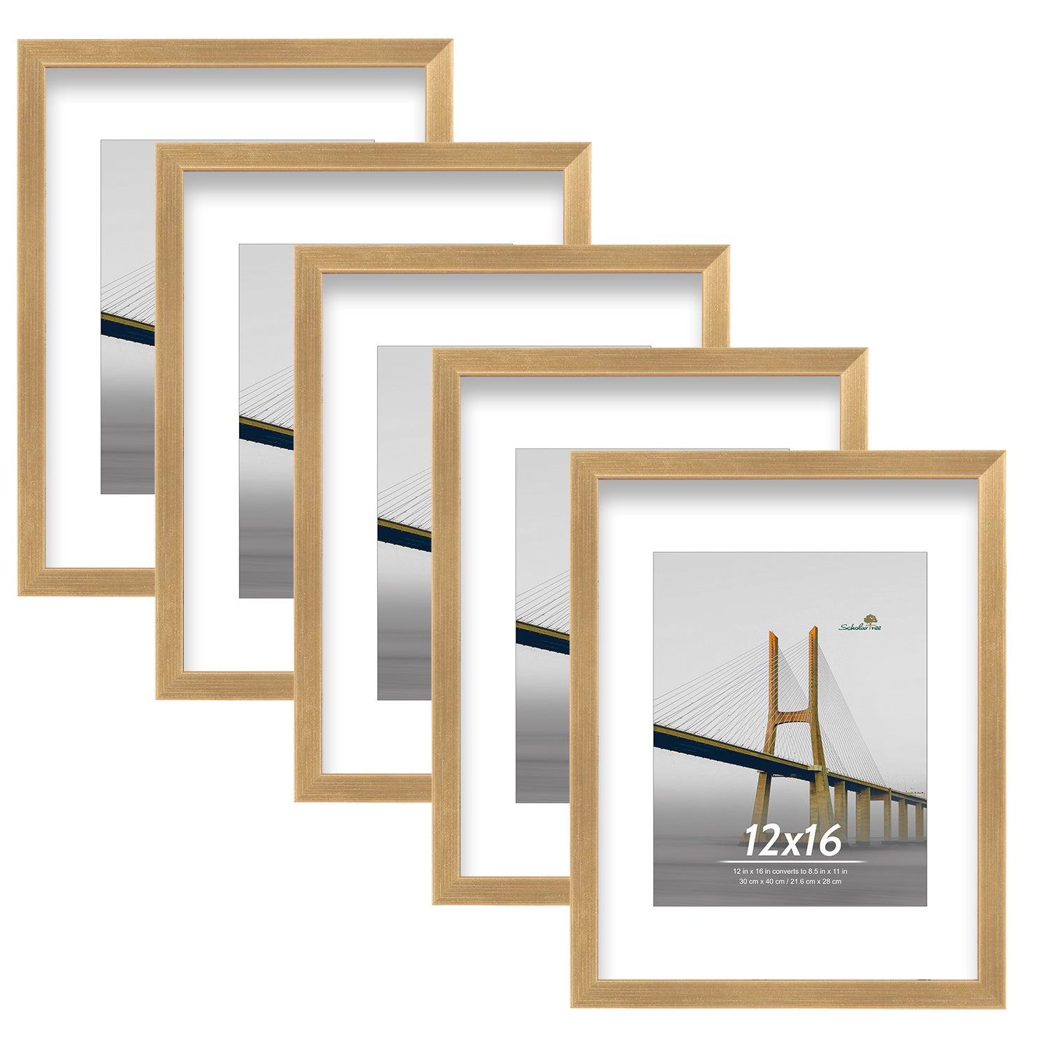 Scholartree 5-in-1 Contemporary Gallery Picture Frame Set Tabletop Picture Frames & Wall Picture Frames